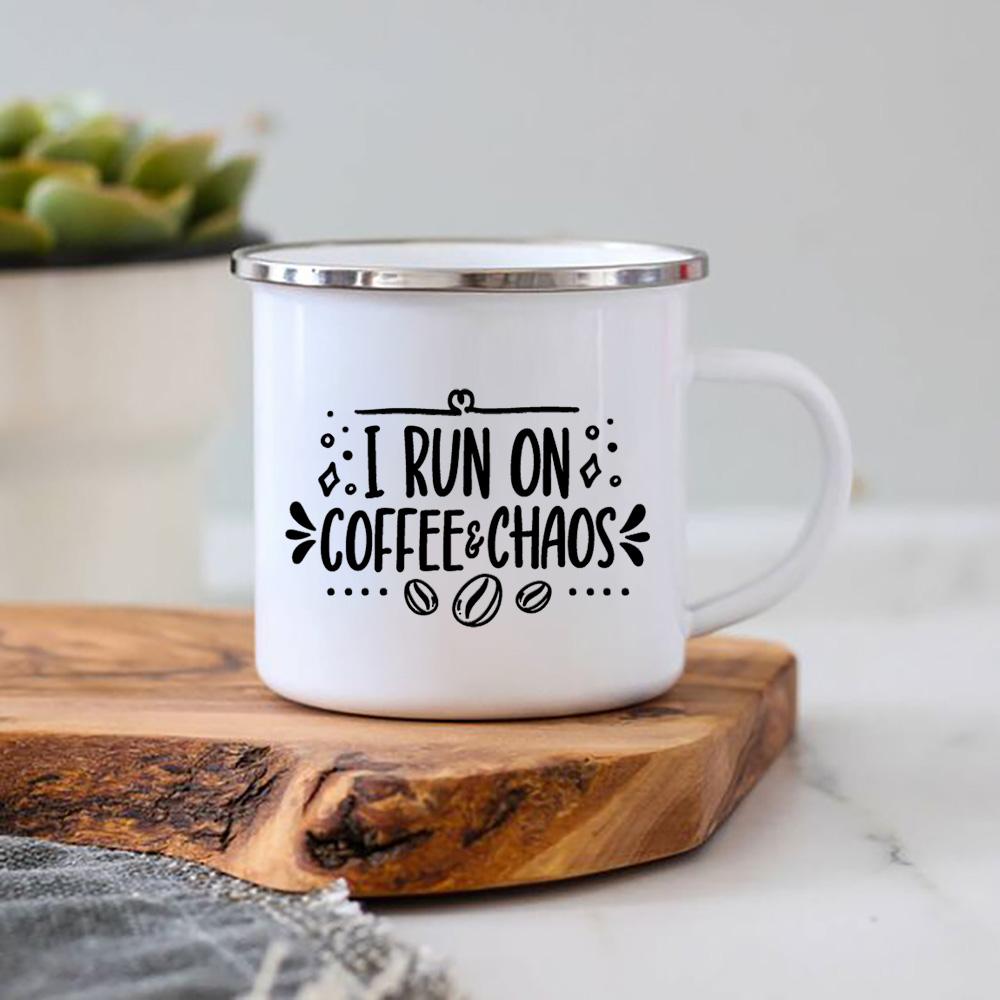 Life Begins After Coffee Print Mugs Creative Enamel Mug Home Office Coffee Tea Cups Camping Bonfire Beer Drink Cocoa Mug Gifts