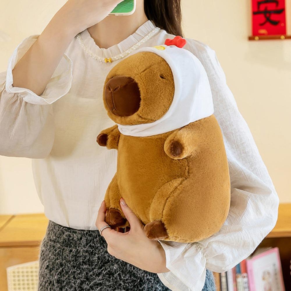 Red Cotton Coat Capybara Plush Toy Cartoon Capybara Fluffty Doll Capybara Plush Doll  Birthday Gift