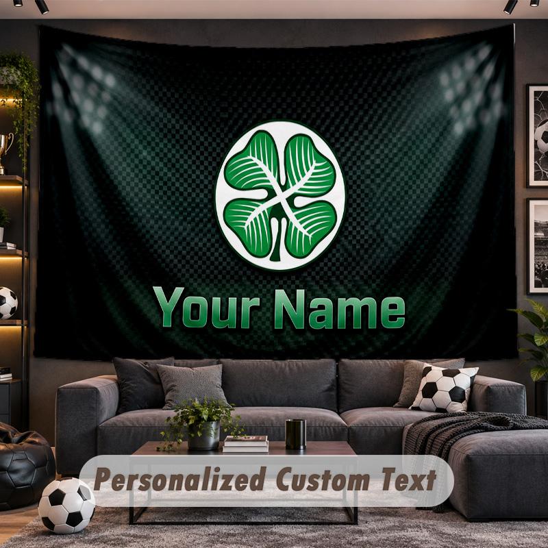 Celtic FC Personalisierte Wandteppich Unterstützung Benutzerdefinierter Name, Wandkunst Heimdekoration