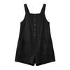 Womens Linen Sleeveless Romper Button Front Loose Fit Wide Strap Casual Beach Vacation Jumpsuit with Pockets