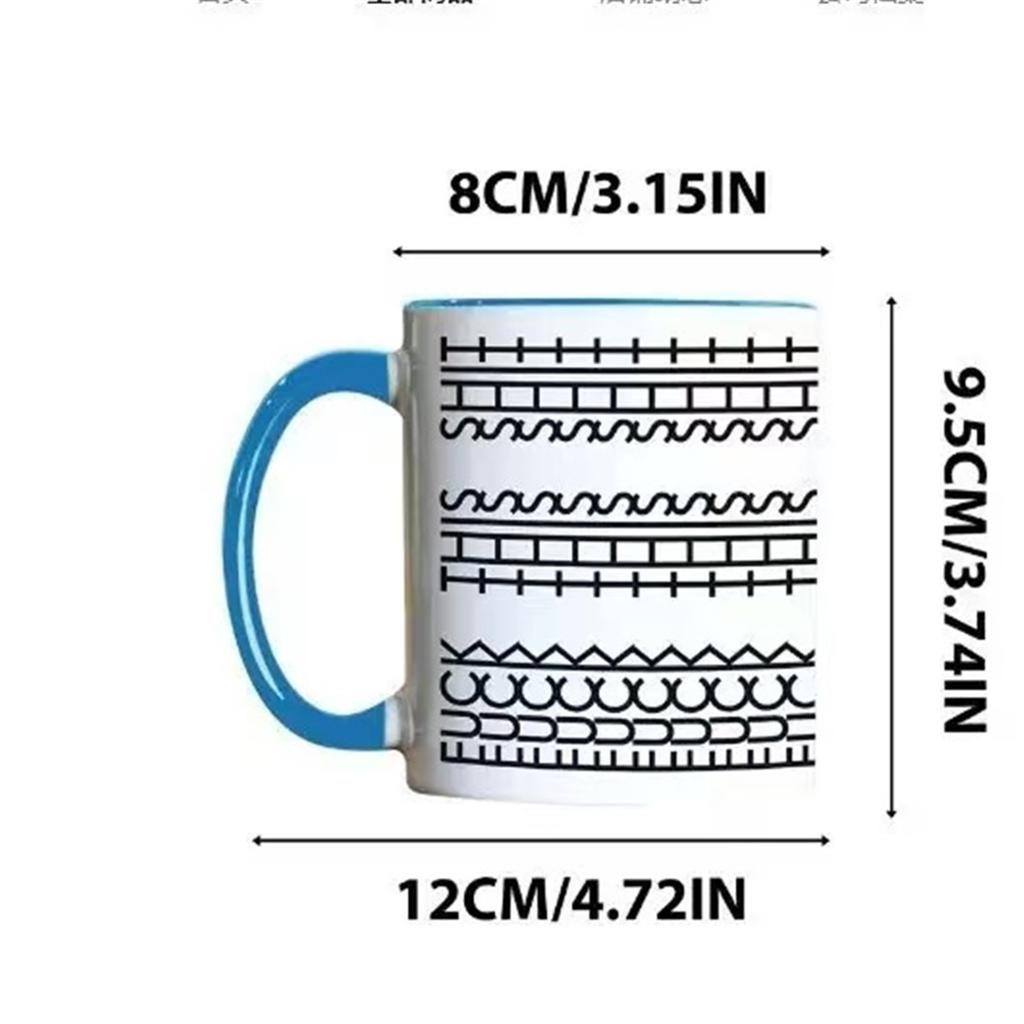 Hidden Message Coffee Mug - Sarcastic Novelty Cup with Black Geometric Design, Hand Wash Only, Funny Office Gag Gift , Coffee Cup