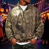 Men's Casual Flannel 1/4 Zip Long Sleeve Sweatshirt with Halloween Print