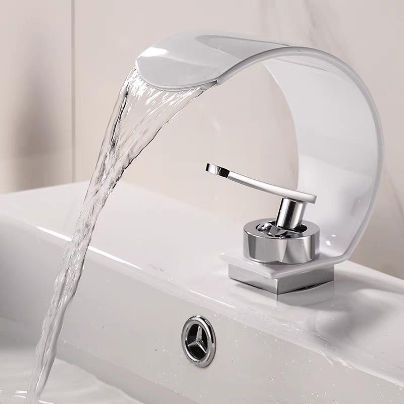 Luxury Brass Hot & Cold Waterfall Faucet for Bathroom Washbasins