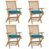 Day and Night - Day and Night Garden Chairs 4 Units Teak Wood with Light Blue Cushions