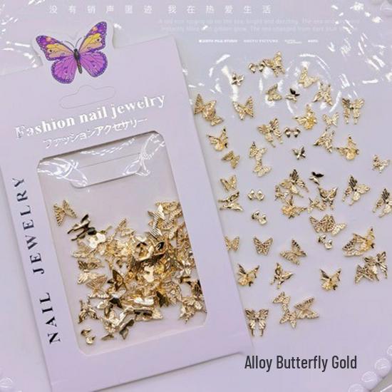 Mixed Alloy Nail Art Charms: Silver Bow, Hollow Butterfly, White K, Mixed Metal DIY Accessories