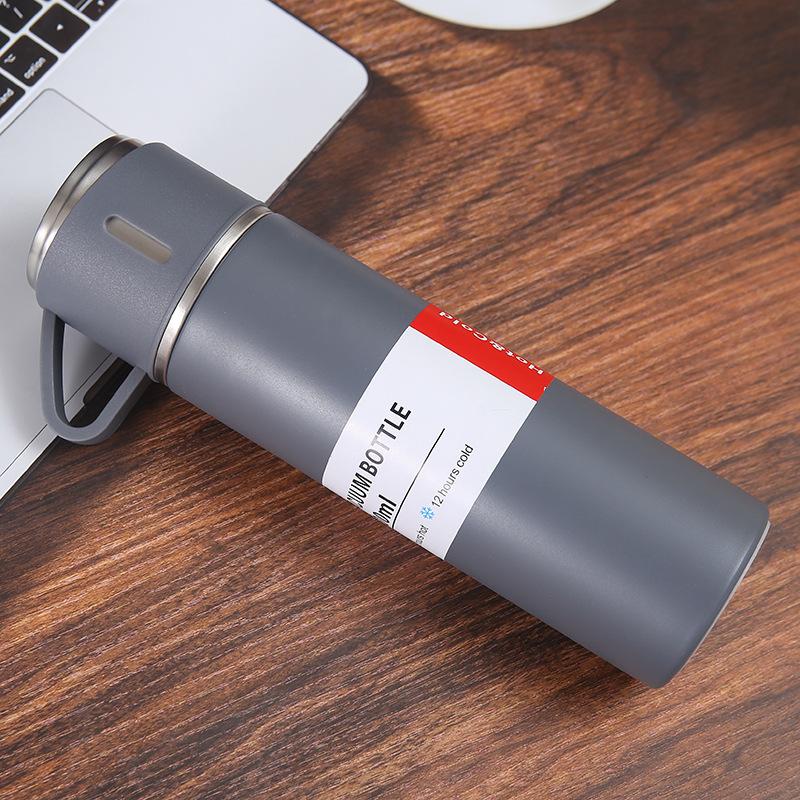 500ML Stainless Steel Vacuum Flask Gift Kit Office Business Style Thermos Bottle Outdoor Use Hot Water Thermal Insulation Couple Cup