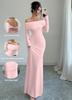 Women's Off-the-shoulder Pleated Tight-fitting Elegant Hip-wrapped Long Evening Dress Dress Women's Long-sleeved Skirt Women's Summer