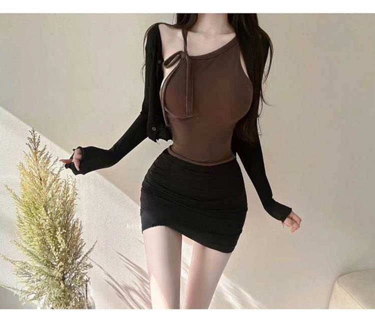 Korean Off-Shoulder Lace-Up Halter Slimming Tank for Women