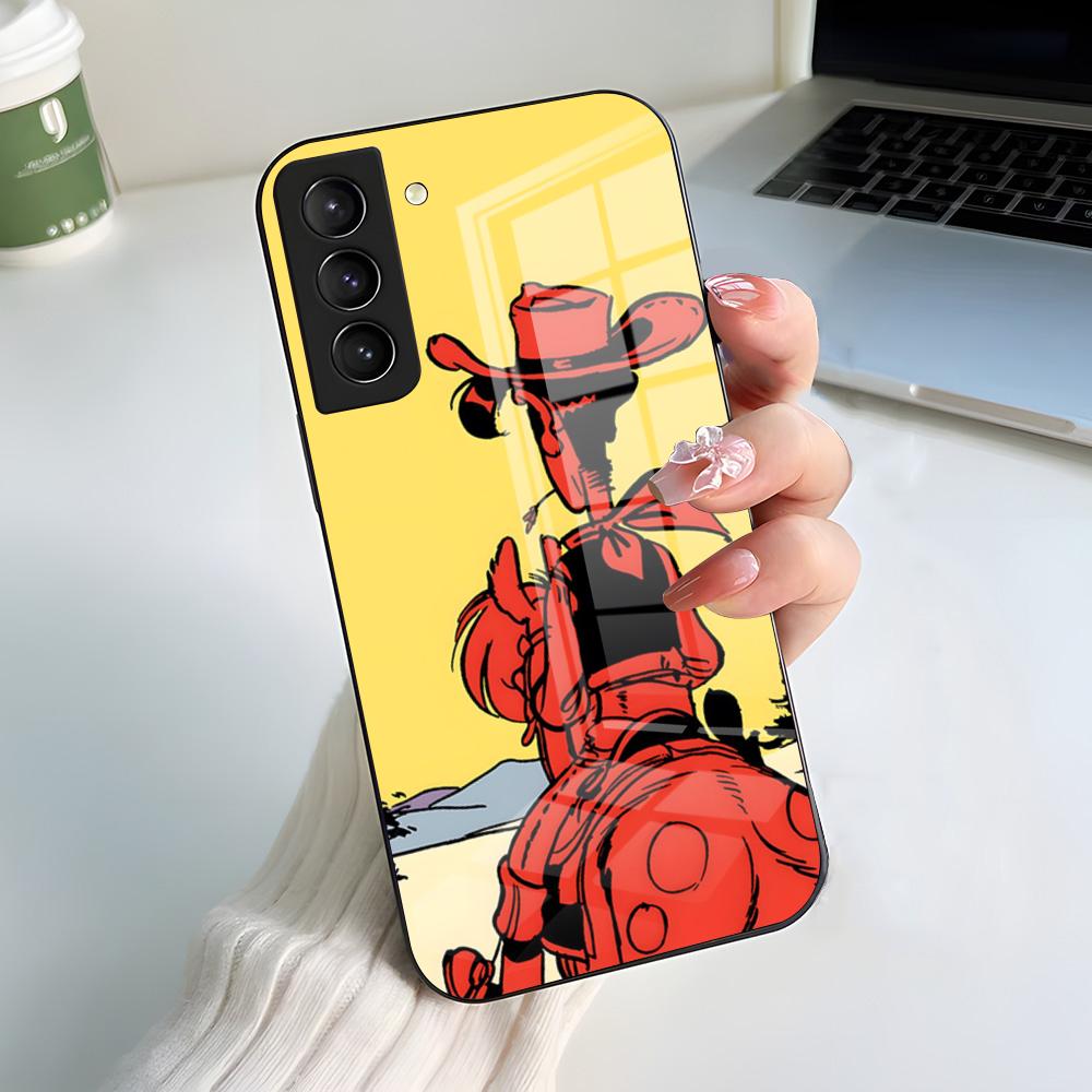 

Чехол для телефона Мультфильм Счастливый Люк Для Samsung A56 A36 A26 A16 A15 A25 A35 A55 A14 A34 A24 A54 Стеклянный чехол Samsung A53