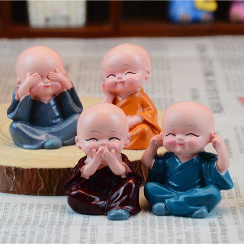 1Pcs Lovely Small Kungfu Monks Maitreya Buddha Resin Handicrafts