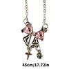 Delicate Pink Bowknot Pendant Necklace Zinc Alloy Texture Chain Necklace for Women Clavicle Birthday Party Anniversary