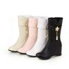 Autumn and winter new boots inner height increase Martin boots women's medium boots versatile high-heeled short boots thin flat 