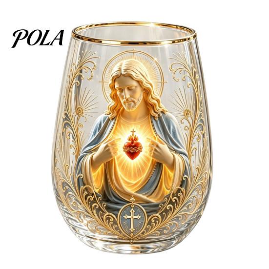High-quality Glassware Faith Glass Cup, Lead-Free Transparent Mug, with Religious Themed Cup Gold Electroplated Edges, Stylish Christian Detailed