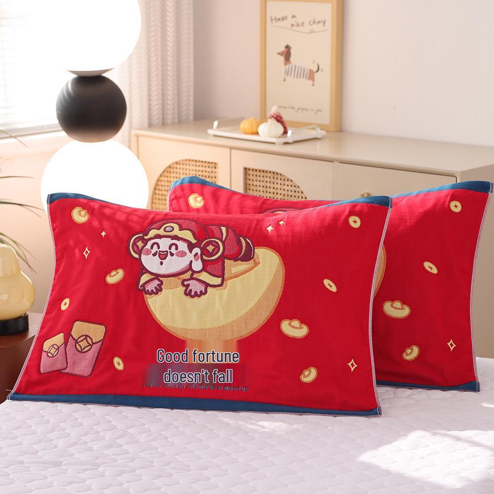 Par de Fronhas de Algodão Antiderrapantes - Design Festivo Vermelho, Absorventes de Suor, Anti-Queda, Frete Grátis