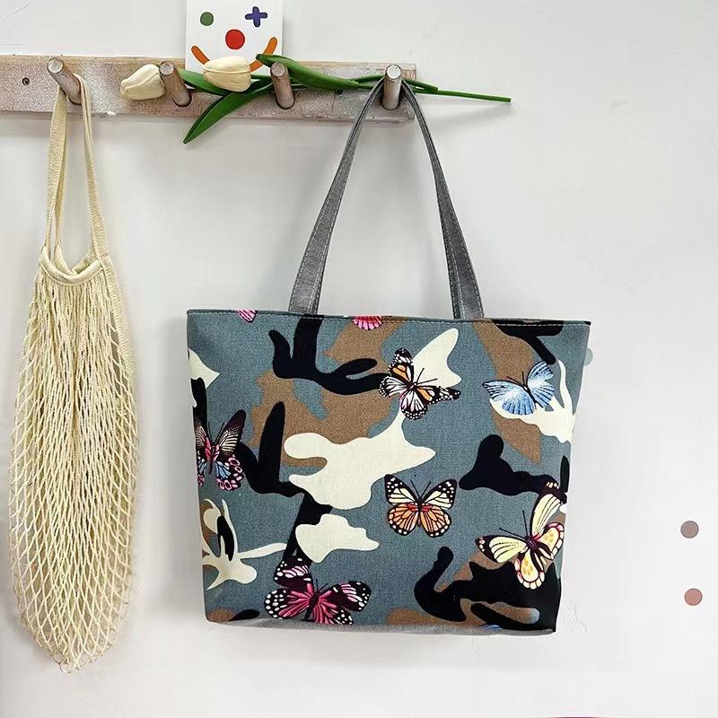 New printed bag large capacity tote bag literary flower cloth student bag shoulder portable canvas women's bag