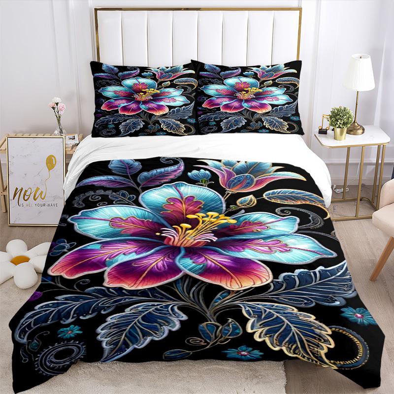 3pcs Fantasy Flower Duvet Cover Set - Includes 1 Duvet Cover and 2 Pillowcases, No Quilt Core, All-Season Home Decor yy251111059