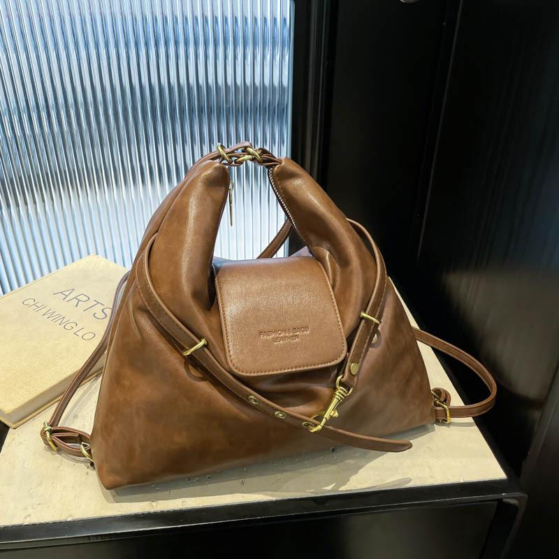 Retro large-capacity bag Women's commuter shoulder tote bag College student class schoolbag Multifunctional backpack