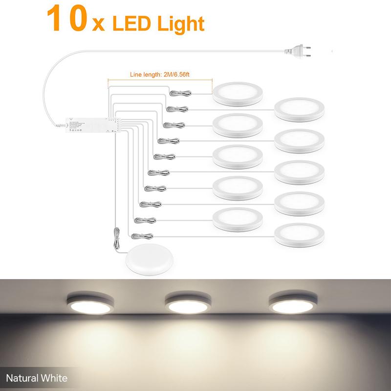 Ultradünne 5W LED Deckenpaneelleuchten Dimmbar Touchsensor Schrankleuchte für Schrank, Ausstellungsregal, Schrank
