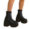Platform boots new leather elastic wedge heel platform short boots women's Martin boots