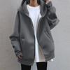 Lässiger, lockerer, langärmliger, gepolsterter Sweatshirt-Mantel mit Kapuze für Damen