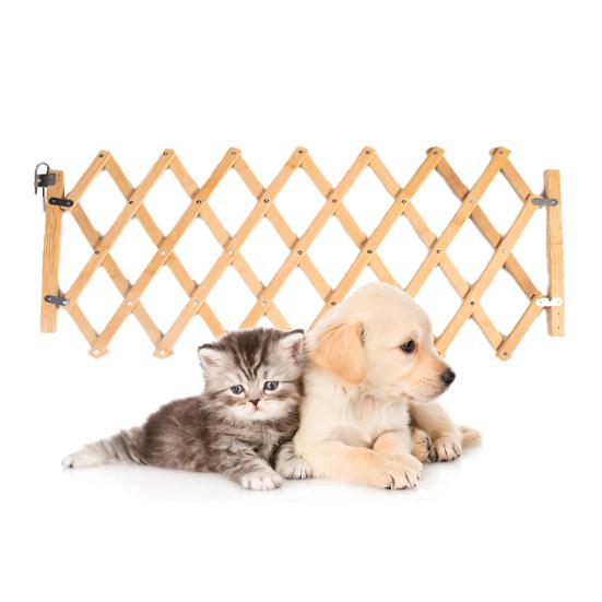 Wooden Dog Gate Pet Safety Fence Door Indoor Outdoor Pet Barrier Adjustable Dog Door Enclosure for Small Animals Puppies
