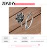 925 Sterling Silver Vintage Black Lotus Ring for Women Fashion Jewelry