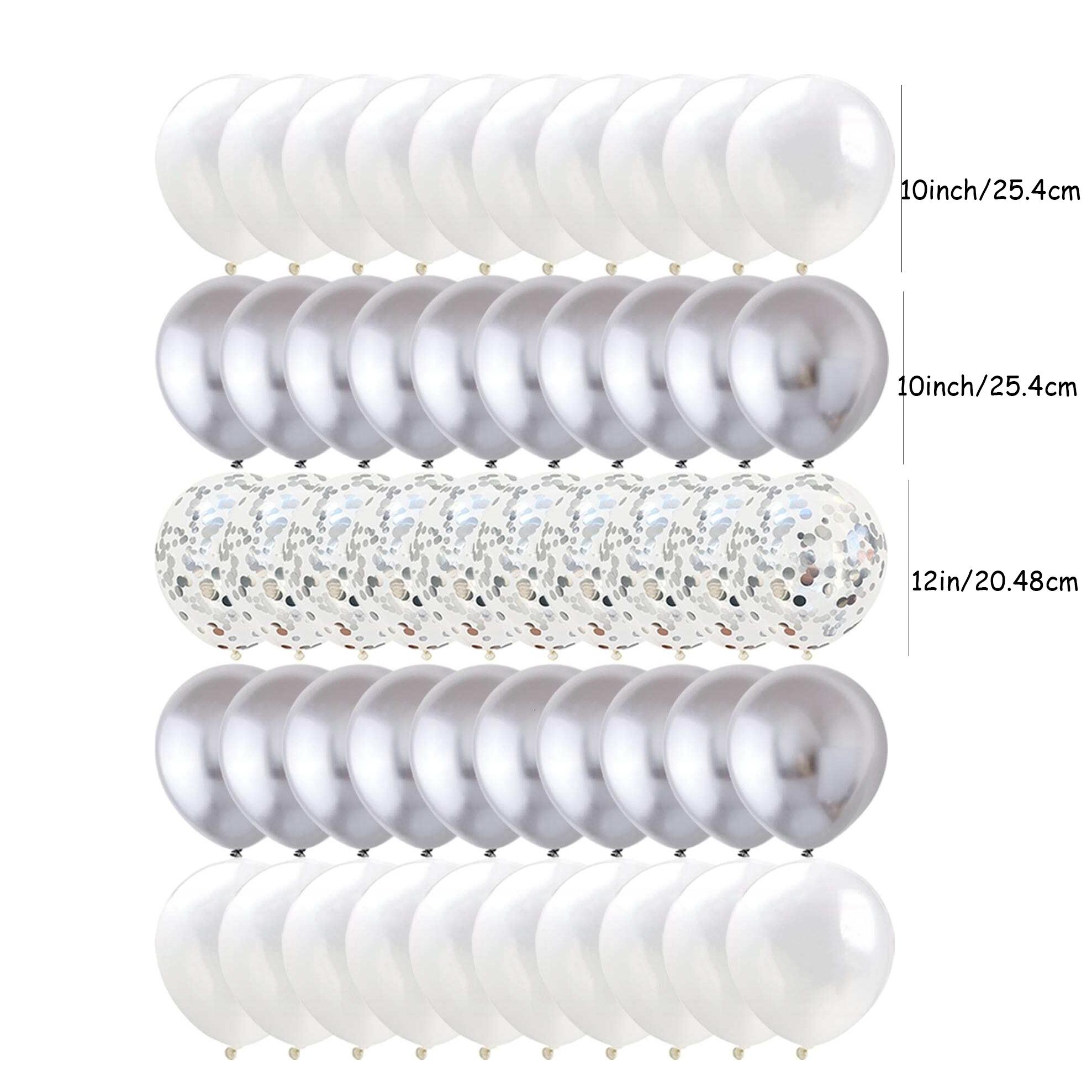 

50 шт. металлические, серебристо-белые воздушные шары, гирлянда, арка, комплект, серебряные шары для детского душа, декор для дня рождения, свадьбы, вечеринки