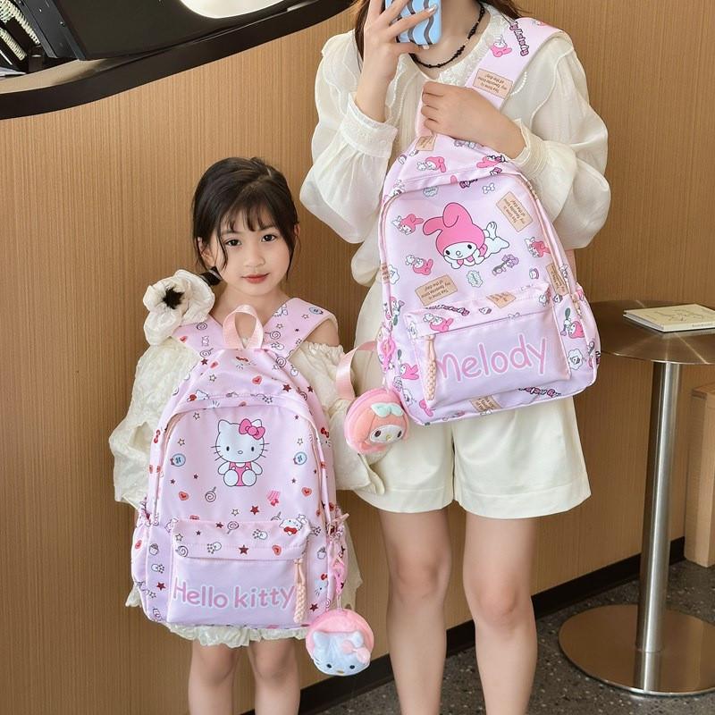 Hello Kitty Kuromi Cute Cartoon Kids Backpack With Breathable Nylon For Elementary School Use