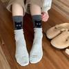 1 Pair Cartoon Cat Socks Autumn Winter Moisture Wicking Knitted Mid-calf Stretch Men Women Kitten Socks Sports Casual Cotton Crew Socks