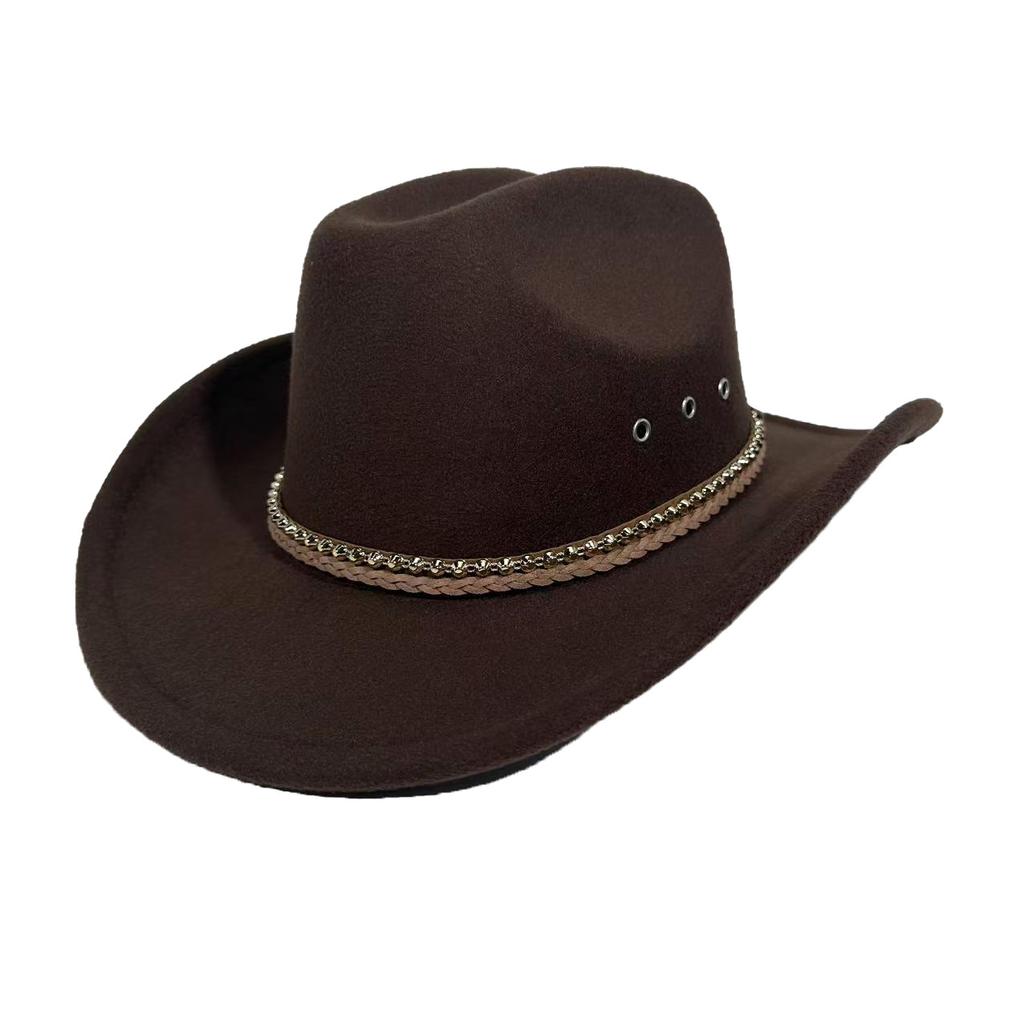 American Western Cowboy Hat Men'S And Women'S British Vintage Jazz Hat Felt Hat Big Brim Travel Hat