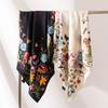 Eșarfă tip snood din lână mătăsoasă cu imprimeu floral față-verso pentru femei - Șal elegant, luxos, ușor