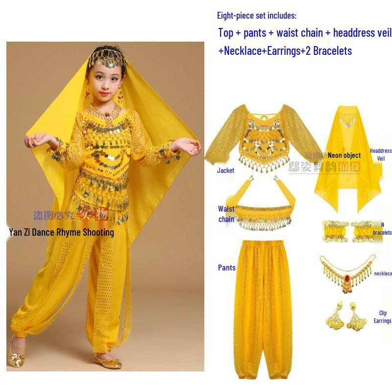 Children's Xinjiang Ethnic Dance Costume for Girls - Toddler Belly Dance Performance Outfit