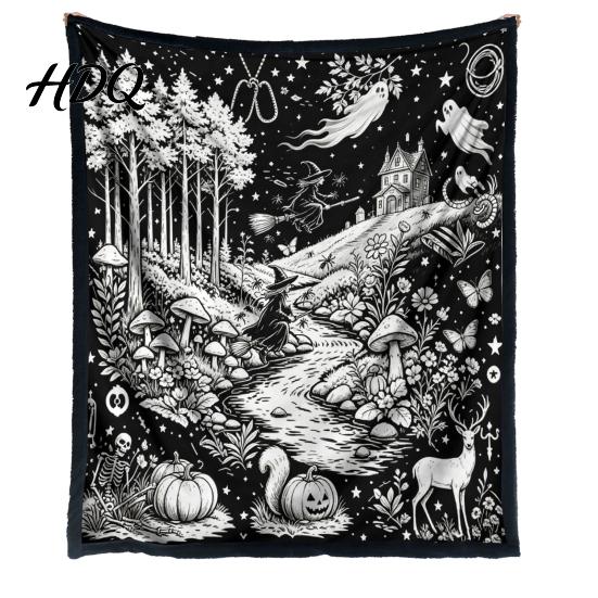 Stress Relief Craft Activities Halloween DIY Coloring Blanket Throw Blanket with Ghost Patterns Color Your Projects for Relaxation Own Washable Cozy