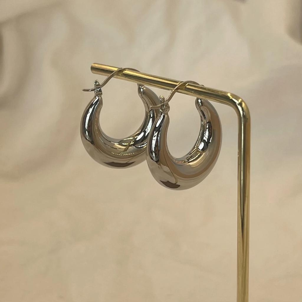 Trendy Hook Smooth Exquisite Big Circle Hoop Earrings for Women Girl Wedding Party Large 316L Stainless Steel Jewelry