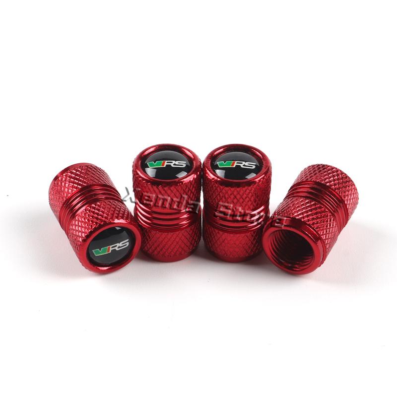 AHUQ1 Car Wheel Tire Valve Caps Tyre Stem Covers Airdust For Skoda VRS Octavia Kamiq Kodiaq Karoq RS Superb Fabia Rapid Accessories