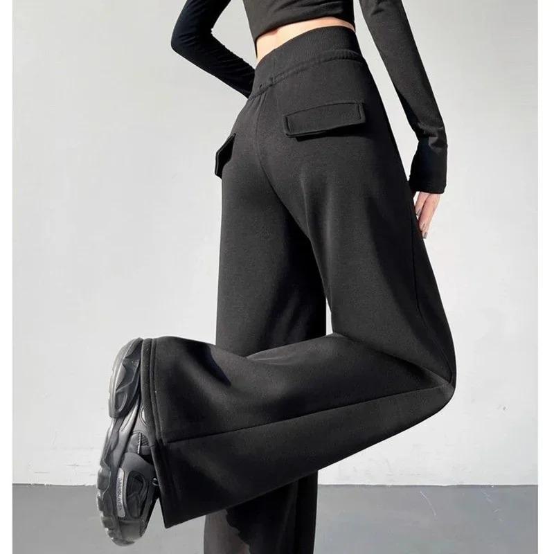 Women Classic High Wast Trousers Girls Loose Fit Wide Leg Casual Pants Chic Korean Sweatpants