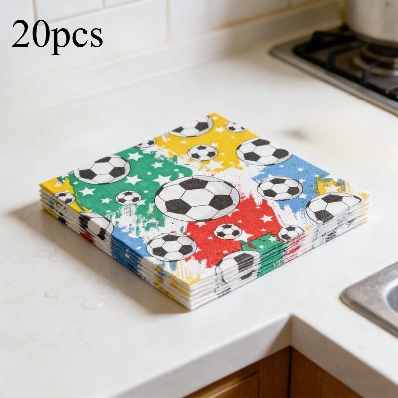 

20Pcs Football-Themed Party Napkins | 2-Layer Football Napkins, 13.0x 13.0inch, Suitable For Sports Party Supplies, Christmas, New Year, Parties 20pcs