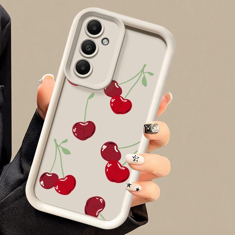Handyhülle für Samsung Galaxy A55 A52 A33 Hüllen A24 A15 A12 A23 A22 5G A54 A52s A53 A14 funda Abdeckung Cartoon Einfache Kirschfrucht