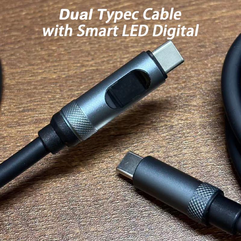 

240W Smart Digital Display Silicone Usb C To Type C Super Fast Charging Cable for Iphone 16 15 Promax Plus Huawei Xiaomi Samsung 1.2m чёрный