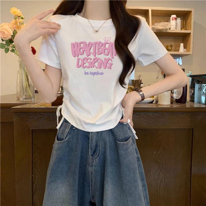 

Женский топ с кулиской на талии и короткими рукавами - Коллекция Лето 2025 XL