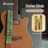 Classic Retro Plant Pattern Guitar Strap - 5cm Thick, Comfortable, Sapphire Eucalyptus Design (PO-097)