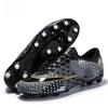 Zhenzu Unisex TPU Long Spike Low-Top Football Training Shoes, Mandarin Duck Black and White.