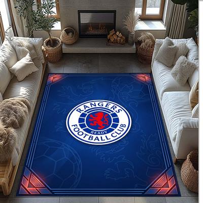 Rangers FC Futbol Futbol Desenli Yumuşak Alan Halısı Kaymaz İç Mekan Zemin Halısı Yatak Odası İçin Spor Dekor Matı