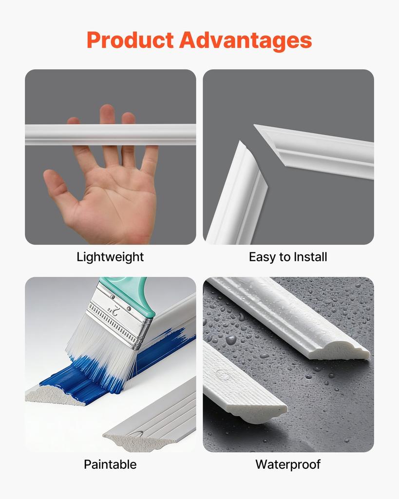 Wall Molding 3 Pack, Wainscoting Panels Kit, Lightweight Paintable Polystyrene, Easy To Install Accent Wall Trim for Interior Décor Living Room,