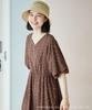ROPE PICNIC Pino Dot Print Dress Dark Size Women's (GDE14950, Brown, 20)