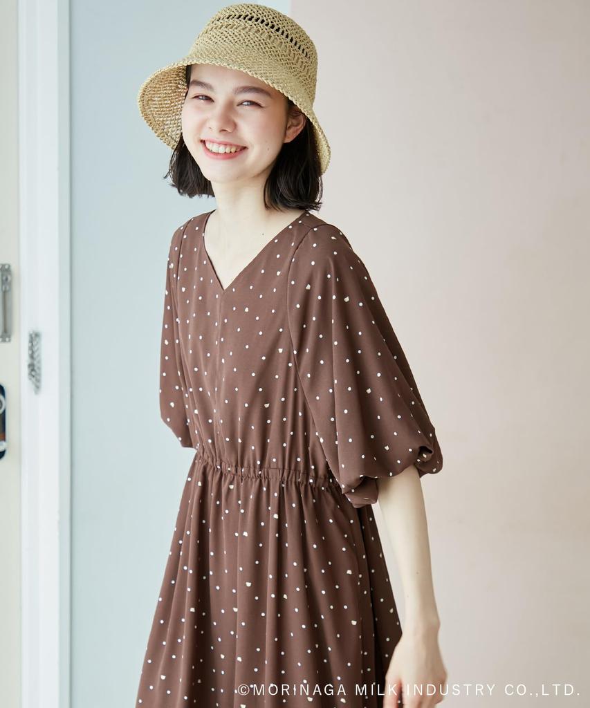 ROPE PICNIC Pino Dot Print Dress Dark Size Women's (GDE14950, Brown, 20)