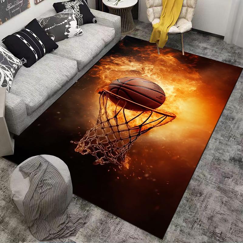 Fiery Basketball Hoop Print Carpet for Bedroom or Living Room Decor Suitable for use as an anti-slip for living room bedroom sofas