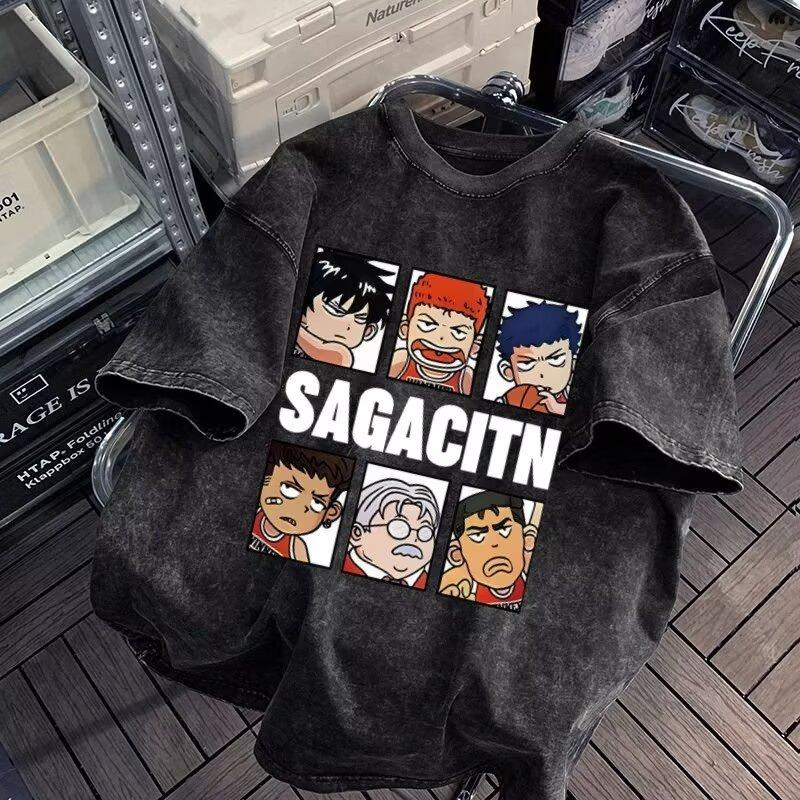 

New American Style Trendy Brand Letter Print Short Sleeve T-Shirt for Men Summer Ins Trendy Brand Stylish Loose Casual Top 5XL серый