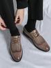 Men's Cross-Border Lace-Up Leather Loafers - Hollowed-Out Brogues for Business Casual Wear