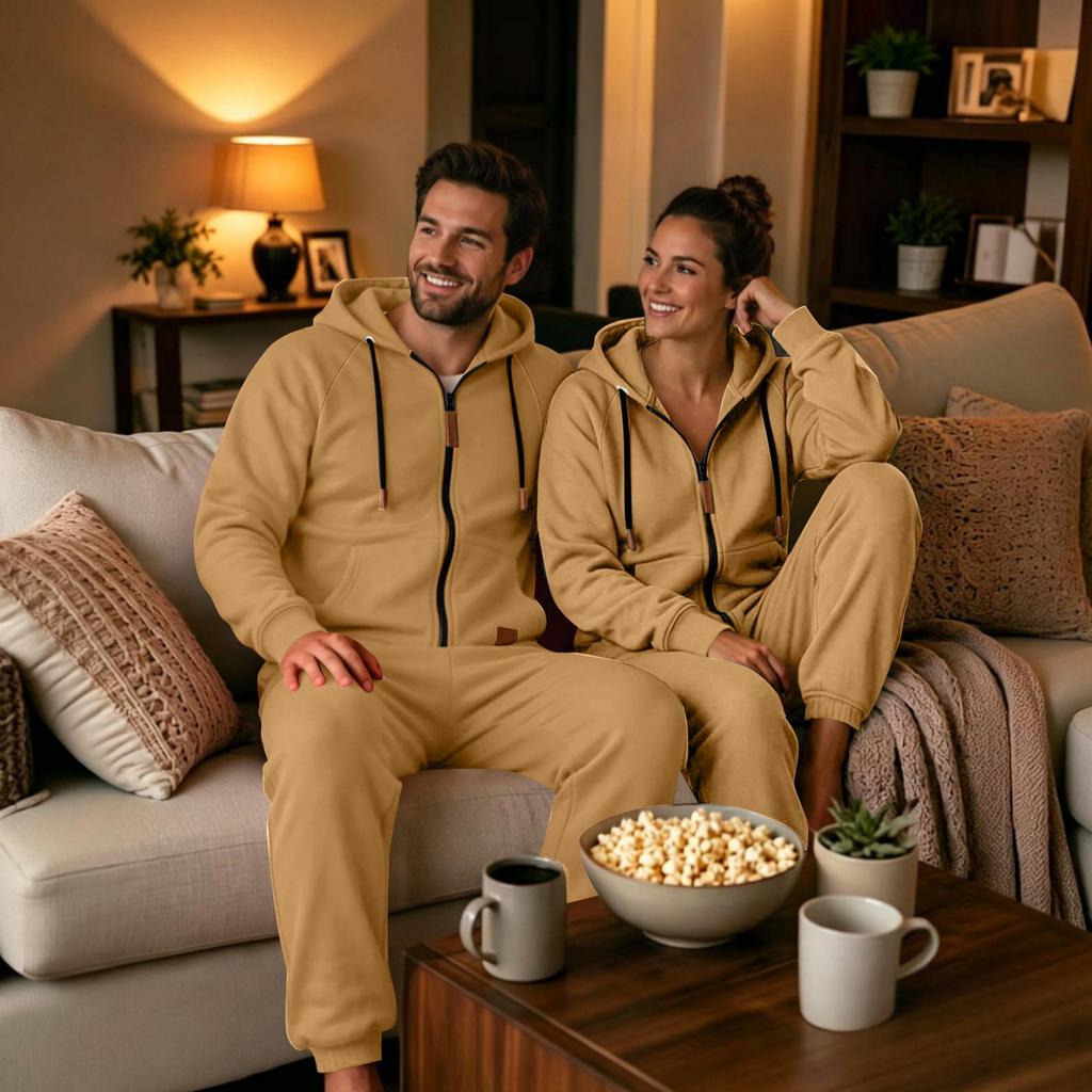 Adult- Casual Jumpsuit: Long-Sleeve Hooded Jumpsuit